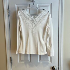 Source Unknown Cream Embellished Bib Collar Blouse